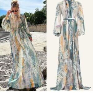 Andrea Iyamah Tropical Print Long Sleeve Dress